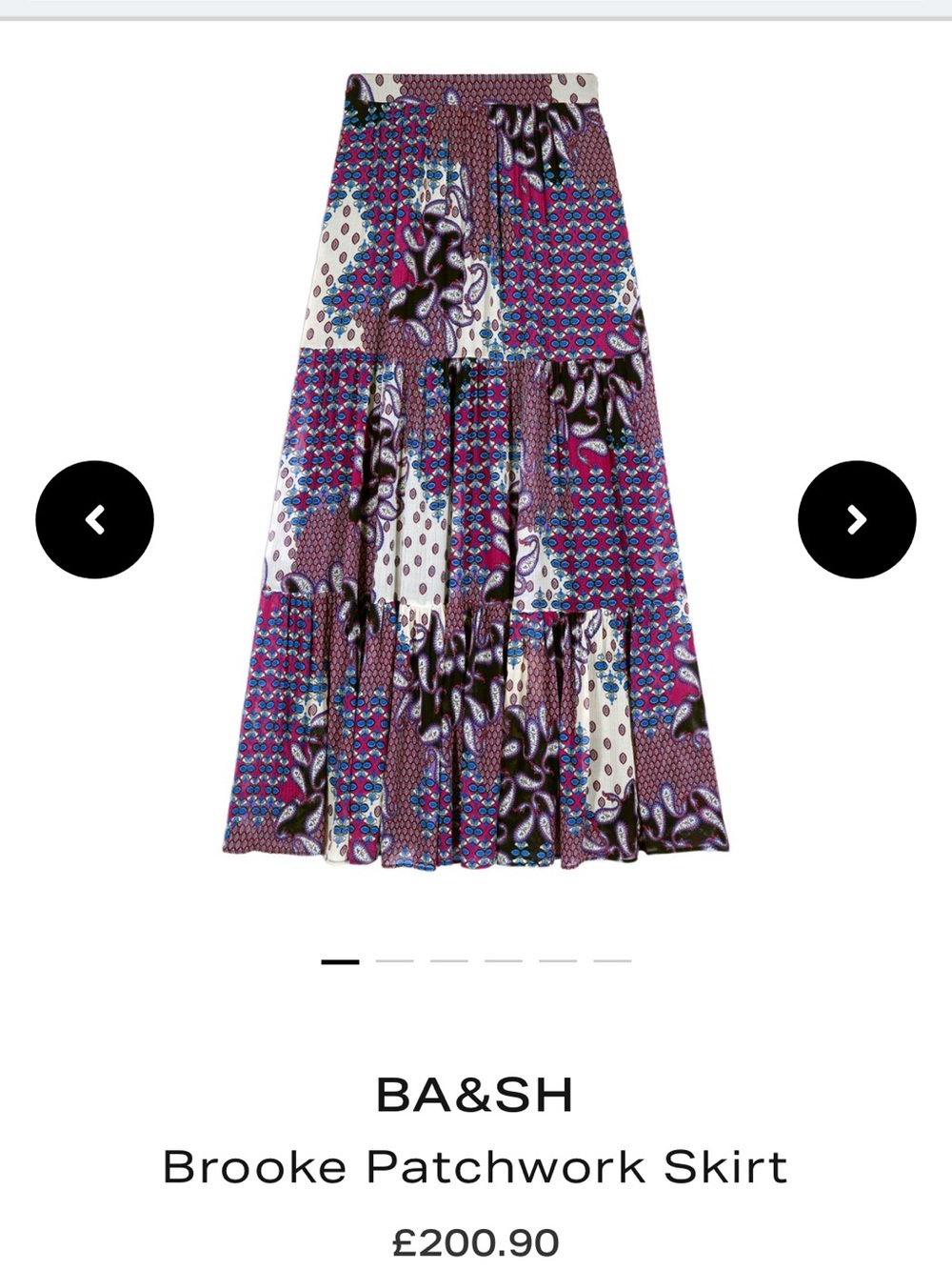 ba&sh Purple Multi Patchwork Maxi Skirt